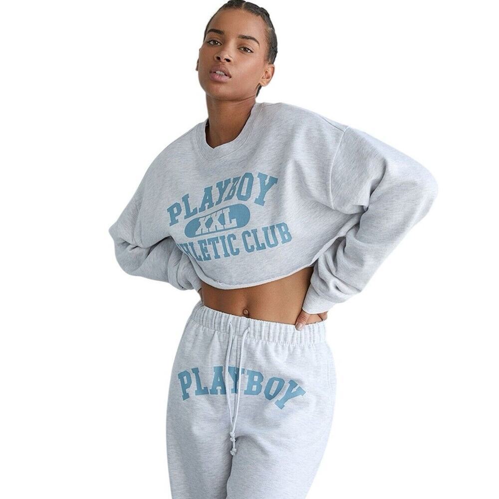 Playboy By PacSun Sweatshirt Light Gray Size Small